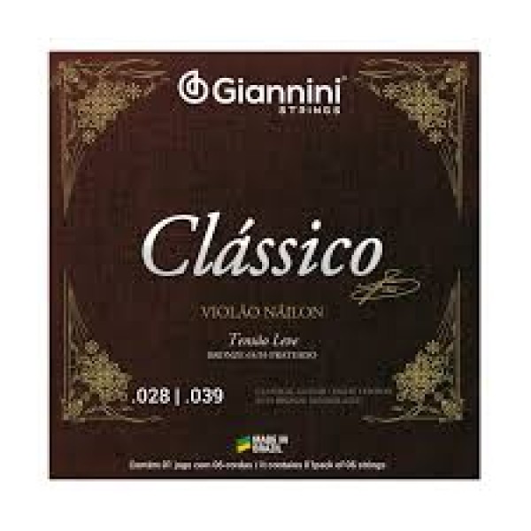 Encordoamento Nylon Giannini Clássico GENWPL Tensão Leve para Violão