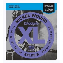 Encordoamento D'Addario Guitarra Elétrica EXL115B - 011-049