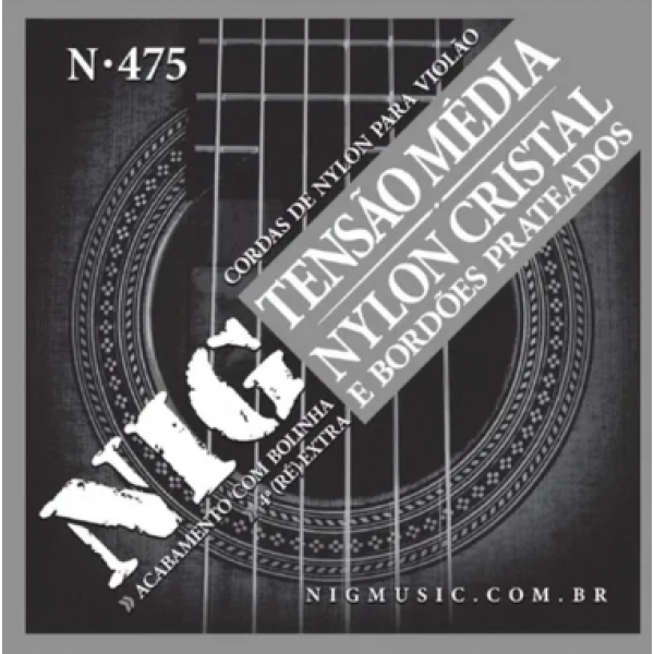 Encordoamento Nylon NIG N475 Tensão Média para Violão