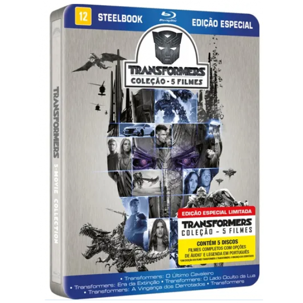 Box Transformers - Coleção 5 Filmes (Steelbook - 5 Blu-Ray's)