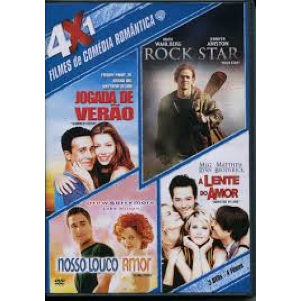 DVD 4x1 Filmes de Comédia - Jogada de Verão + Rock Star + Nosso Louco Amor + A Lente do Amor (2 DVD's)