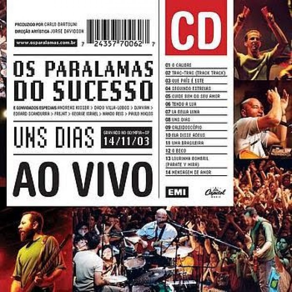CD Os Paralamas do Sucesso - Uns Dias Ao Vivo