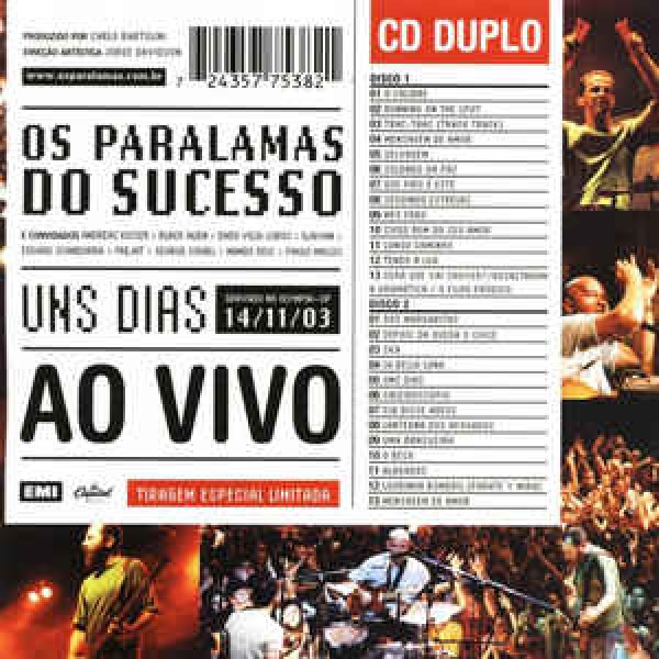 CD Os Paralamas do Sucesso - Uns Dias Ao Vivo (DUPLO)
